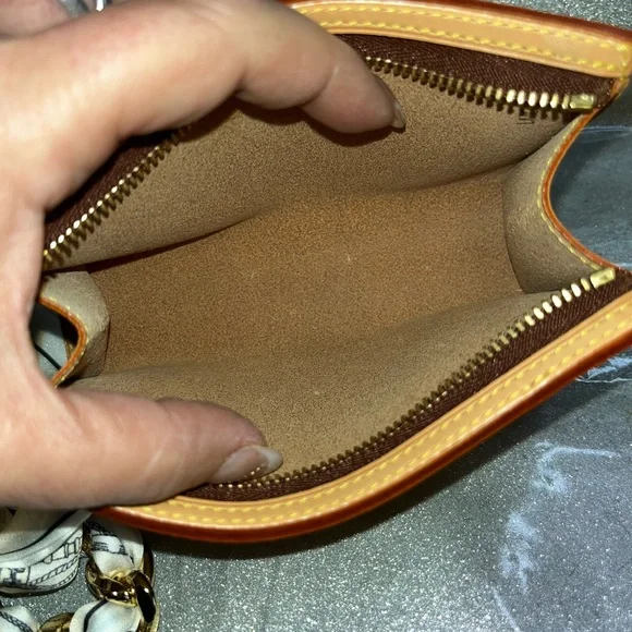 Louis Vuitton Calfskin Leather Pochette Chain Wristlet
